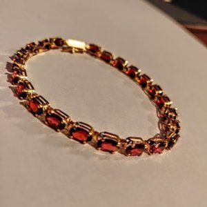 Pure Gold Tennis Bracelet with Garnets - Free Shipping - 50% Discount